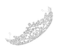 COLLBATH Luxury Silver Crystal Bridal Crown Headband for Bride, Large Rhinestone Wedding Hair Accessory, Elegant Queen Tiara for Wedding and Party