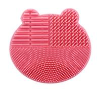 COLLBATH Makeup Brush Cleaning Mat with Silicone Bear Holder Dual-surface Cosmetic Brush Cleaner and Drying Stand for Women Pink Silicone Storage Organizer