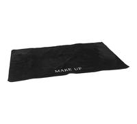 COLLBATH Makeup Mat for Vanity 50x80cm Black Tablecloth Desk Protector Pad Matte Cover for Makeup Artists with Printed Make up Text Suitable for Beauty Workstation and Nail Art Table