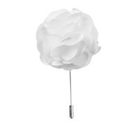 COLLBATH Men Handmade Satin Flower Boutonniere Lapel Pin White 3.54 Inch Tie Brooch for Suit Jacket Formal Events and Everyday Use
