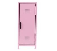 COLLBATH Metal Locker Storage Cabinet Pink Vanity Organizer with Lock and Keys Multi-compartment Desktop Dressing Box for Cosmetics Jewelry and Office Supplies Secure Makeup Storage for