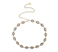 COLLBATH Metal Waist Chain Belt with Rhinestone Accents Distressed Finish Fashionable Hollow Design for Women for Dresses Jeans Country Concerts