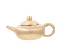 COLLBATH Mini Brass Teapot Decor Retro Desktop Ornament Artistic Tea Kettle Adornment for Home Office Restaurant Display Vintage Brass Craft Collectible