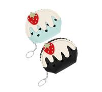 COLLBATH Mini Strawberries Ice Cream Wallet Small Pouch for Women Zippered Coin Purse Fashionable Portable