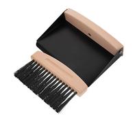 COLLBATH Mini Tabletop Cleaning Brush and Dustpan Set, Small Multi-Function Nylon Bristle Brush with Beech Wood Handle for Desktop and Keyboard Dust Removal, 1pcs Black Dustpan