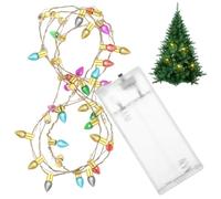 COLLBATH Miniature Christmas Globe String Lights with Bead Chain for Dollhouse and Fairy Garden Battery Operated LED Fairy Lights Festive Mini Xmas Tree Decoration Accessories Plastic