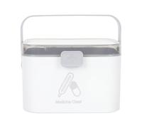 COLLBATH Multi-Layer Medicine Lock Box with Portable Handle, Small Grey Family Use Medicine Storage Organizer Case for Home Household Medication Storage