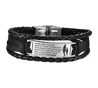 COLLBATH My Adjustable Leather Bracelet Punk Style Wristband for Men Unique From Mom for Birthdays and Special Occasions Durable and Fashionable Design