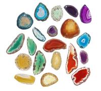 COLLBATH Natural Colorful Agate Slices Agate Loose Gemstones with Drilled Holes 20pcs Offering Visual Appeal and Energized Empowerment for Jewelry Making for Lighting Accessories
