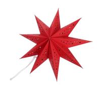 COLLBATH Nine-Pointed Star Paper Lantern Red with LED String Light Hanging Christmas Star Pendant Lampshade for Holiday Party Wedding Birthday Decorations