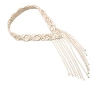 COLLBATH Nordic Style Bohemian Macrame Woven Headband for Women Handmade Cotton Rope Hair Accessory with Pearl Detail Lightweight Comfortable Travel and Everyday Headwrap