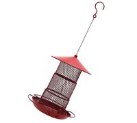COLLBATH Outdoor Hanging Bird Feeder Metal Squirrel Feeder 3 Layer Finch Feeder Red Safe Material