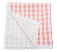 COLLBATH Pastoral Style Microwave Oven Cloth Cover Multi-functional Dustproof Home Appliance Protector Small Checkered Tablecloth for Kitchen and Dining Pink Square Lace Design