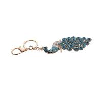 COLLBATH Peacock Design Keychain Rhinestone Studded Keyring Fashionable Present