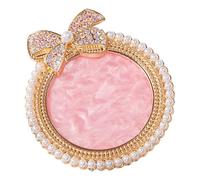 COLLBATH Pearl-Embellished Nail Art Mixing Palette with Gold Bow Rhinestones Manicure Pigment Mixing Board for Nail Art Display and DIY Use Student Supplies