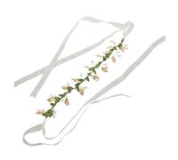 COLLBATH Pearl Flower Crown Headband for Girls Boho Floral Hair Accessory Green Leaves for Weddings Parties and Special Occasions