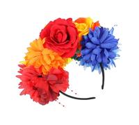 COLLBATH Peony Floral Headband Rainbow Color Pearl Thread Flower Crown Hair Hoop for Women Party Wedding Festival Accessories