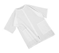 COLLBATH Pet Grooming Smock Static Work Clothes for Pet Schools Hospitals Breathable White Apron with Multiple Pockets for Dog Bathing Grooming Activities