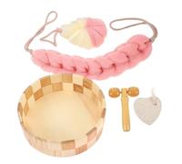 COLLBATH Pink Bath Long Bath Balls Facial Massage Scrubber and Foot File Complete Body Cleaning Kit for Home Spa