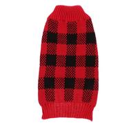 COLLBATH Plaid Pet Dog Sweater Warm Knitted High Neck Winter Coat for Small Dogs and Cats Stretchy Back Easy to Wear Cosplay Costume for Parties and Photo Shoots