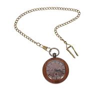 COLLBATH Pocket Watch for Time Viewing and Decorative Effect with Chain Retro Style Wooden Portable Hanging Watch Suitable for Daily Use or Attending a Party