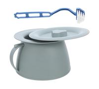 COLLBATH Portable Chamber Pot with Lid and Cleaning Brush Thickened Plastic Urinal for Bedridden Elderly and Adults Bedside Pee Bucket for Nighttime Care and Travel in Light Green