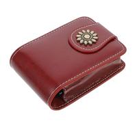 COLLBATH Portable Lipstick Pouch with Built in Mirror PU Leather Lipstick Carrying Case in Red Makeup Organizer for Compact Vanity for Women Gift