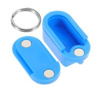 COLLBATH Portable Small Magnetic Pill Box with Keychain Plastic Organizer for Travel and Daily Medicine Storage Compact Capsule Holder for Vitamins and Emergency Use Blue