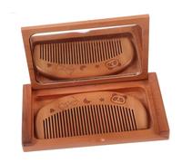 COLLBATH Portable Small Wooden Mirror with Comb Compact Rectangular Handheld Makeup Mirror for Precise Application Wood and Glass Travel Vanity Tool