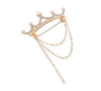 COLLBATH Princess Crown Brooch Pin with Tassel Chain Rhinestone Pearl Lapel Pin for Women S Clothing Collar Elegant Pageant Tiara Brooch for Wedding and Everyday Wear