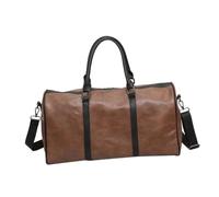 COLLBATH PU Leather Travel Holdall Bag with Detachable Shoulder Strap and Back Sleeve for Rolling Suitcase Portable Messenger Tote for Weekend Trips and Business Brown