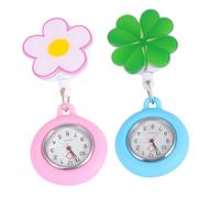 COLLBATH Retractable Nurse Watch Clip-On Pocket Watch for Nurses Doctors Plastic Glass 2Pcs Portable Healthcare Accessory