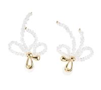 COLLBATH Retro Bow Tassel Earrings Lightweight Beaded Drop Jewelry with Sparkling Glass Beads Elegant Statement Design for Daily Wear and Parties