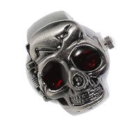 COLLBATH Retro Flip Cover Ring Watch Vintage Devil Head Finger Jewelry Black for Women Decorative Electronic Accessory