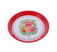 COLLBATH Retro Red Enamel Plate with Floral Pattern Multi-Function Snacks and Dessert Serving Dish for Home Hotel and Decorative Sectioned Tableware
