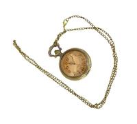 COLLBATH Retro Vintage Pocket Watch Clamshell Cover, Antique Copper Tone Embossed Floral Edge, Tea-Colored Dial, Hanging Chain Design for Classic Style