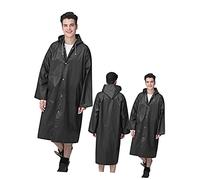 COLLBATH Reusable Black Eva Rain Poncho for Adults with Elastic Cuff, Waterproof and Breathable Raincoat, Portable Outdoor Rainwear for Fishing and Rainy Days, Season Use