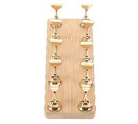 COLLBATH Reusable Nail Practice Stand for Beginners, Wearable Yellow Wood and Alloy Fingernail Tip Display Holder, Minimalist Stylish Design for Nail Art Painting and Salon Use