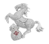 COLLBATH Rhinestone Horse Brooch Pin with Money Bag Motif for Women Alloy Zodiac Animal Safety Pin Jewelry Sparkling Dress Accessory for Chinese Year and Business