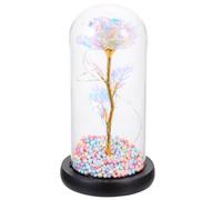 COLLBATH Romantic Gold Foil Rose Table Lamp with Glass Dome, Simulation Eternal Flower Decorative LED Light for Home Decor and Mother's Day