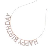 COLLBATH Rose Gold Rhinestone Birthday Crown Headband for Women Teens, Birthday Hair Accessory Party Headpiece Sparkling Crystal Decoration