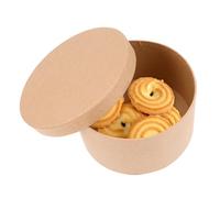 COLLBATH Round Kraft Paper Box 14X7.5Cm, Cookie and Candy Container, Portable Baking Paper Box for Household Bakery and Wrapping Supplies