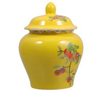 COLLBATH Sealed Ceramic Tea Jar Multi-function Food Storage Canister for Loose Tea Candy Beans Portable Yellow Container for Kitchen Organization