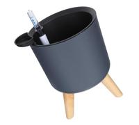 COLLBATH Self Watering Small Grey Plastic Planter with Tripod Stand and Water Level Indicator, Indoor Floor Plant Pot with Inner Liner for Balcony and Home Gardening