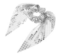 COLLBATH Sequined Large Intestine Hair Tie Metallic Scrunchies for Sequin Cheer Ponytail Holders Christmas Hair Bow Party Favors for Women Silver Cloth