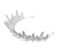 COLLBATH Silver Crystal Princess Tiara Wedding Crown with Pearls Bridal Headband for Bride Lightweight Baroque Style Hairpiece for Halloween Christmas Prom Party