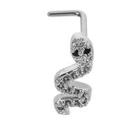 COLLBATH Silver Snake Shape Nose Stud Made of Stainless Steel with Wear and Tarnish Resistance, Unique L Shaped Nose Ring Piercing Jewelry Suitable for Everyday Wear