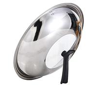 COLLBATH Silver Stainless Steel Wok Lid with Visible Glass Cover, Practical round Pan Glass Cover for Frying Pans, Creative Design Kitchen Accessory for Home Cooking