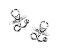 COLLBATH Silver Stethoscope Cufflinks for Men and Women Creative Fashion Shirt Sleeve Nail Buttons Business Weddings Special Occasions