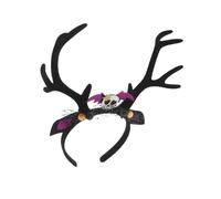 COLLBATH Skull Costume Headband with Devil Horns and Antler Design Spooky Halloween Hair Hoop for Women Festival Party Cosplay Accessory Creative Skull Headdress for Trick Treat and Themed